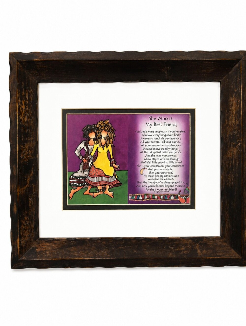 Suzy Toronto Best Friend Framed Wall Art Inspirational Print Rustic Decor Gift